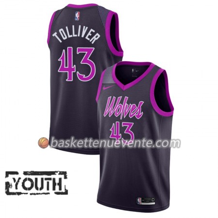 Maillot Basket Minnesota Timberwolves Anthony Tolliver 43 2018-19 Nike City Edition Pourpre Swingman - Enfant